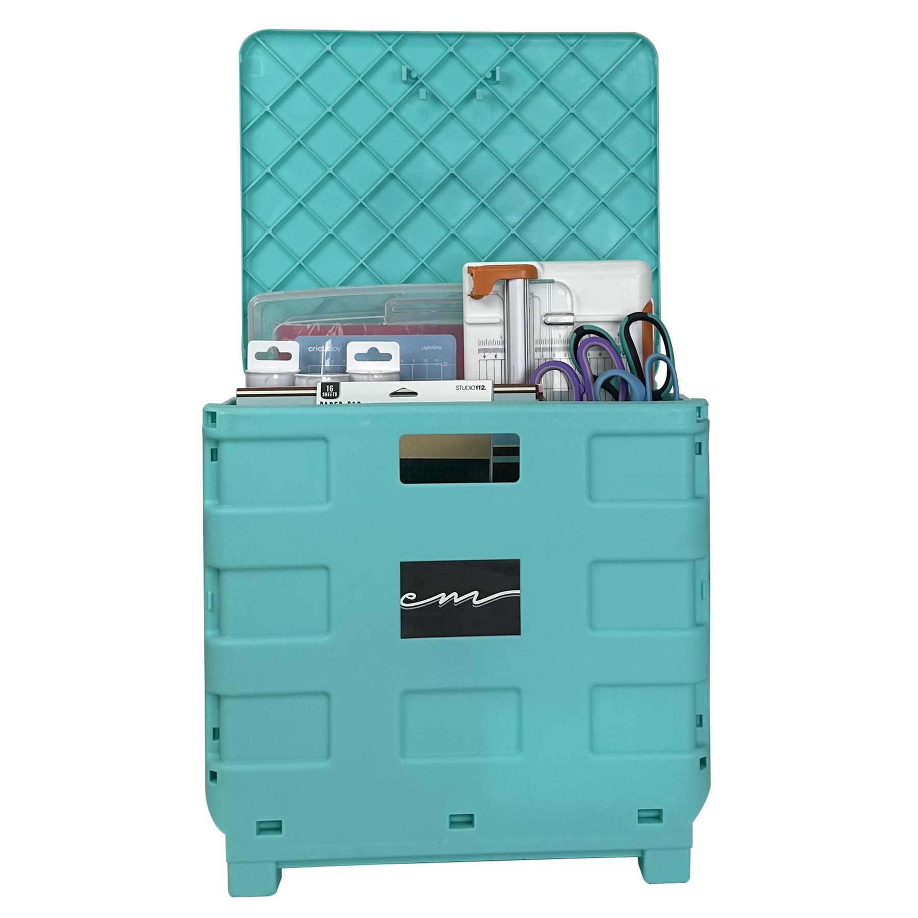 slide 2 of 9, Everything Mary Collapsible Rolling Cart With Lid, 15 in x 5 in x 17 in