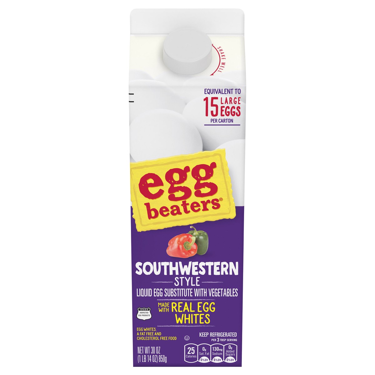 slide 1 of 9, Egg Beaters Southwestern Style Liquid Egg Whites, 30 oz Carton, 30 oz