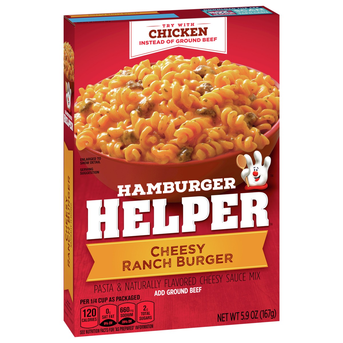 slide 2 of 9, Hamburger Helper, Cheesy Ranch Burger, 5.9 oz box, 5.9 oz