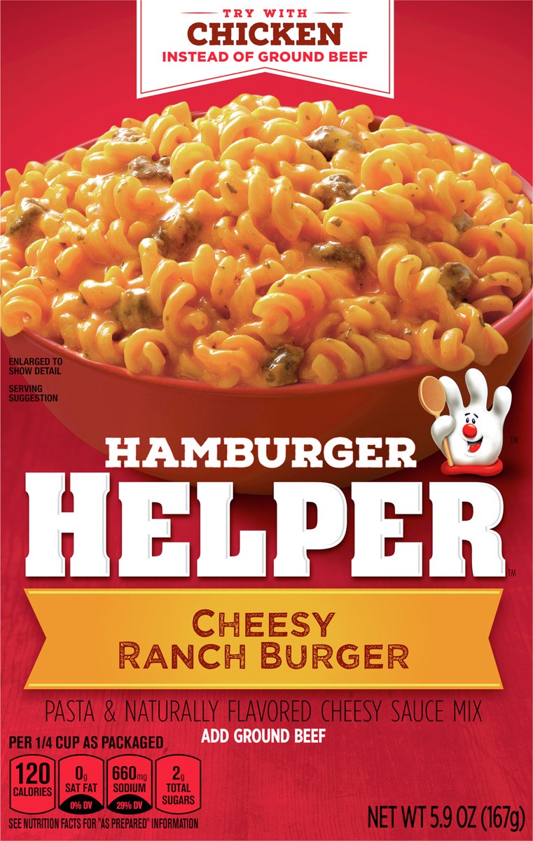 slide 6 of 9, Hamburger Helper, Cheesy Ranch Burger, 5.9 oz box, 5.9 oz