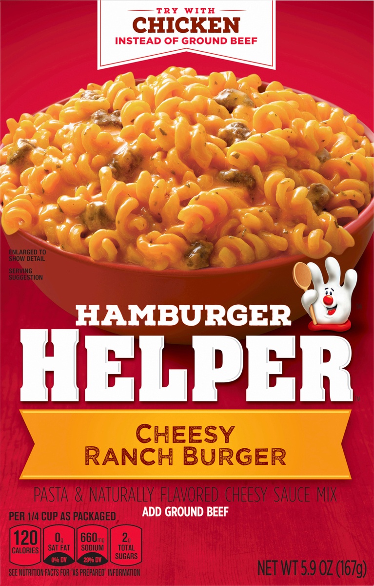 slide 9 of 11, Hamburger Helper, Cheesy Ranch Burger,box, 5.9 oz