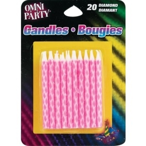 slide 1 of 2, Omni Party Pink Diamond Candles, 20 ct