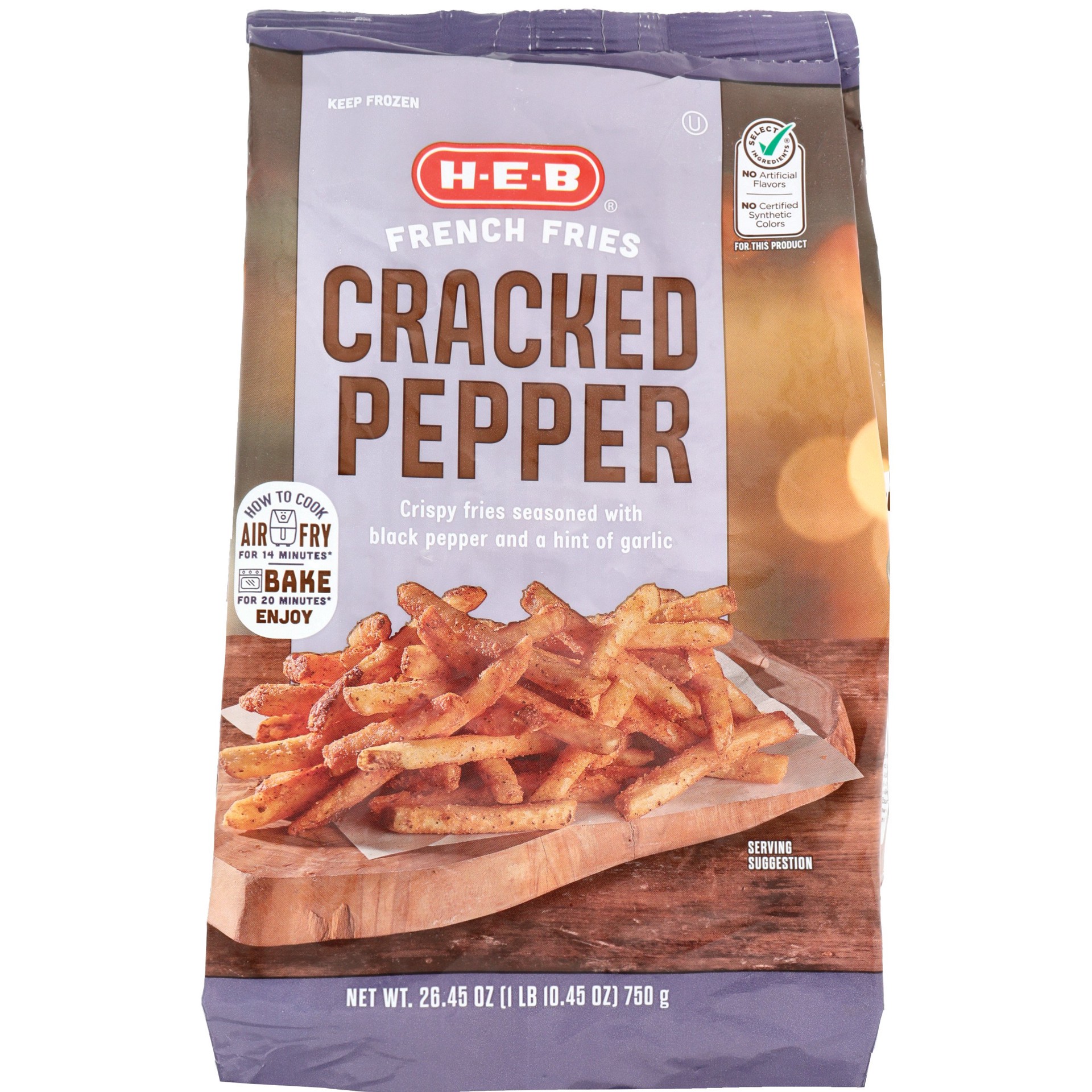 slide 1 of 1, H-E-B Cracked Pepper French Fries, 26.45 oz