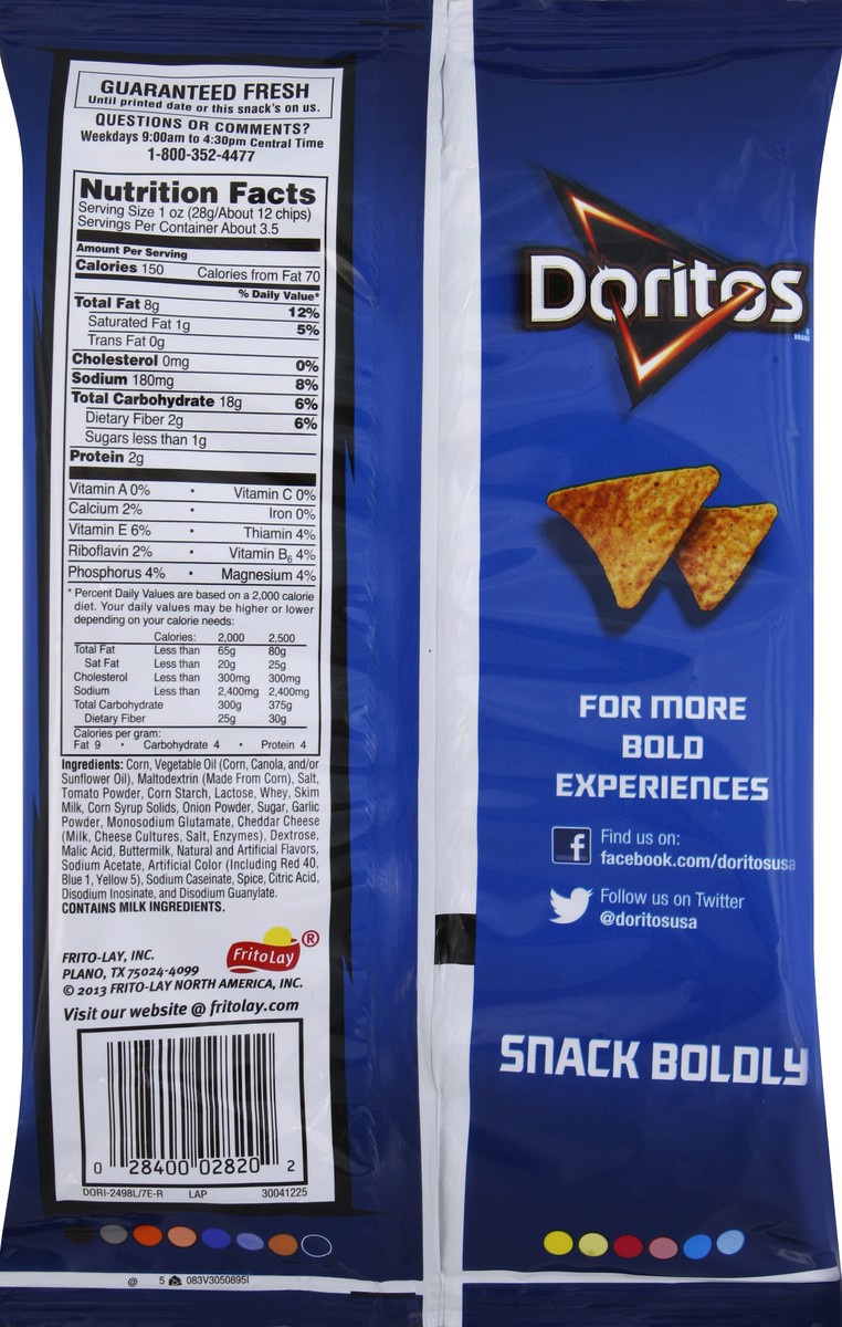 slide 4 of 6, Doritos Tortilla Chips 3.375 oz, 3.38 oz