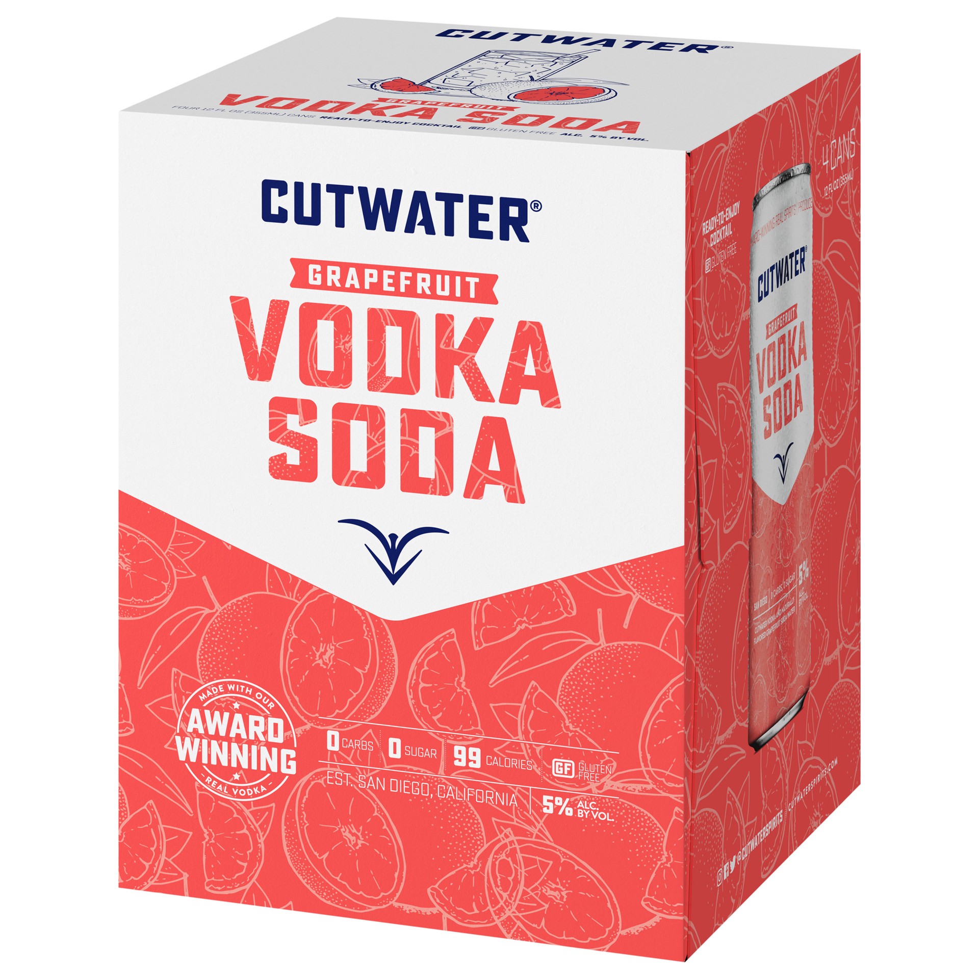 slide 2 of 4, Cutwater Spirits Grapefruit Vodka Soda 4 - 12 fl oz Cans, 4 ct; 12 oz