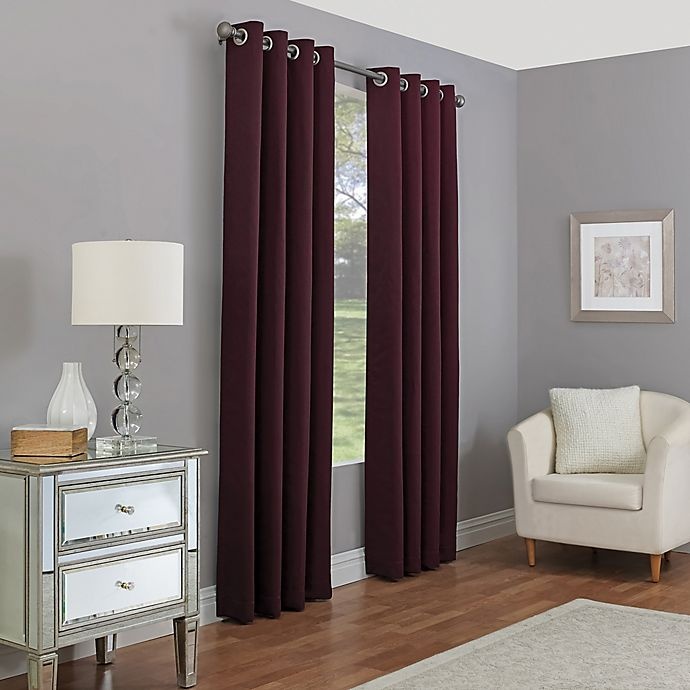 slide 1 of 2, Madeira Grommet 100% Blackout Window Curtain Panel - Aubergine, 84 in