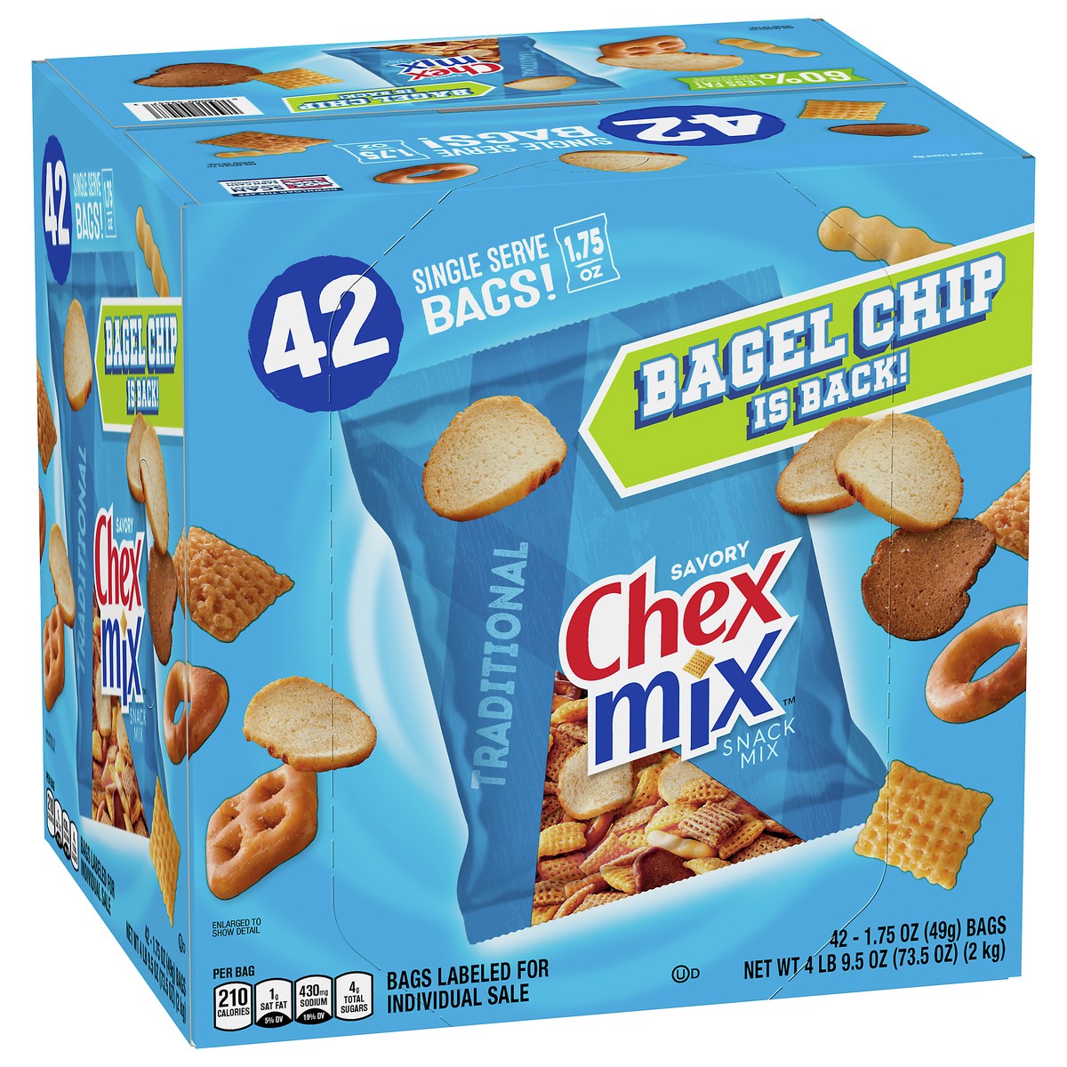 slide 8 of 11, Chex Mix Snack Mix, Traditional, Savory Snack Bags, 1.75 oz, 42 ct, 42 ct