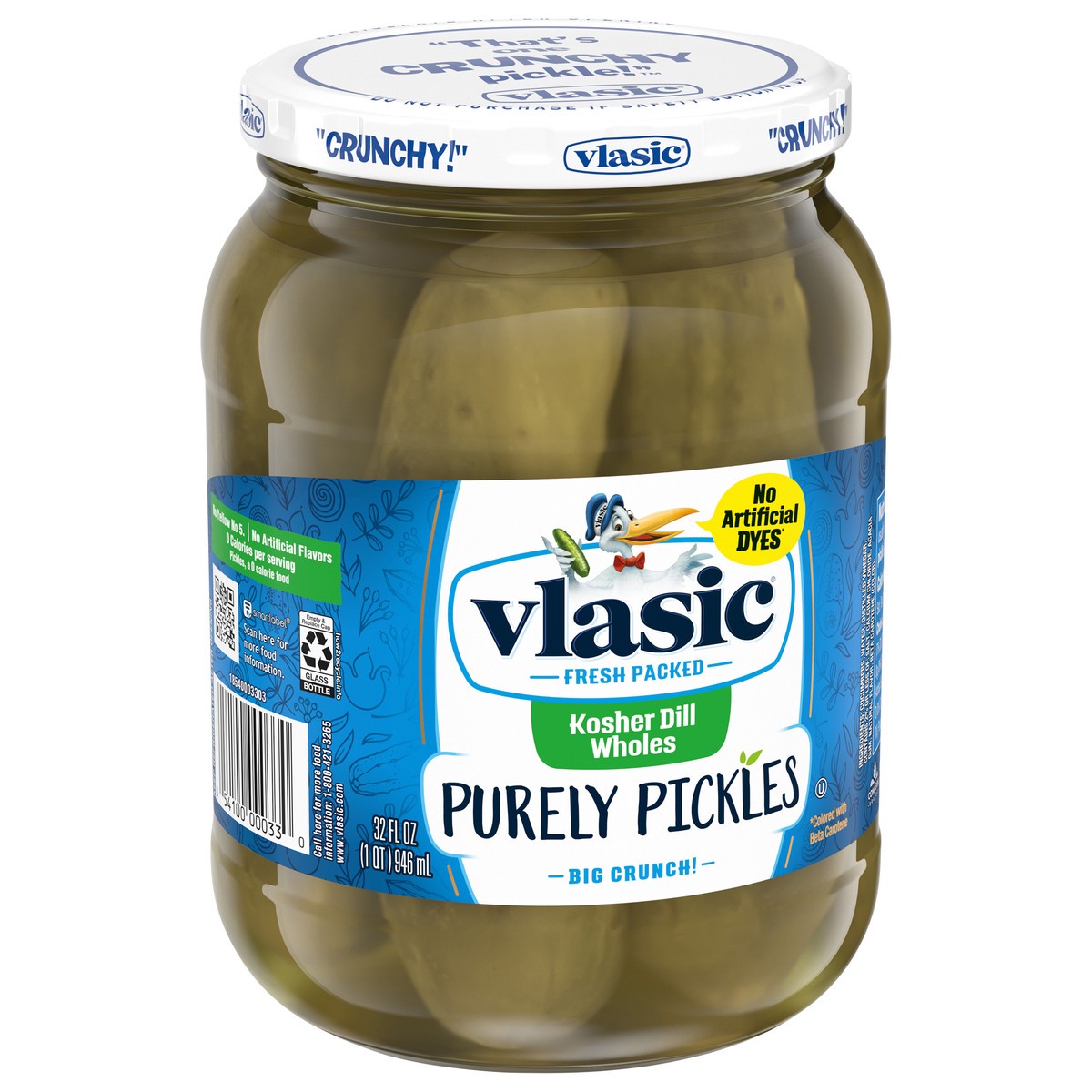 slide 3 of 5, Vlasic Kosher Dill Wholes Purely Pickles 32 fl oz, 32 oz