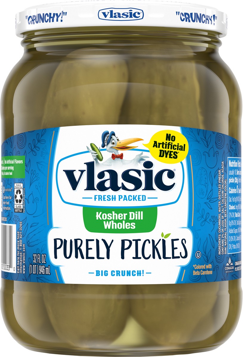 slide 5 of 5, Vlasic Kosher Dill Wholes Purely Pickles 32 fl oz, 32 oz