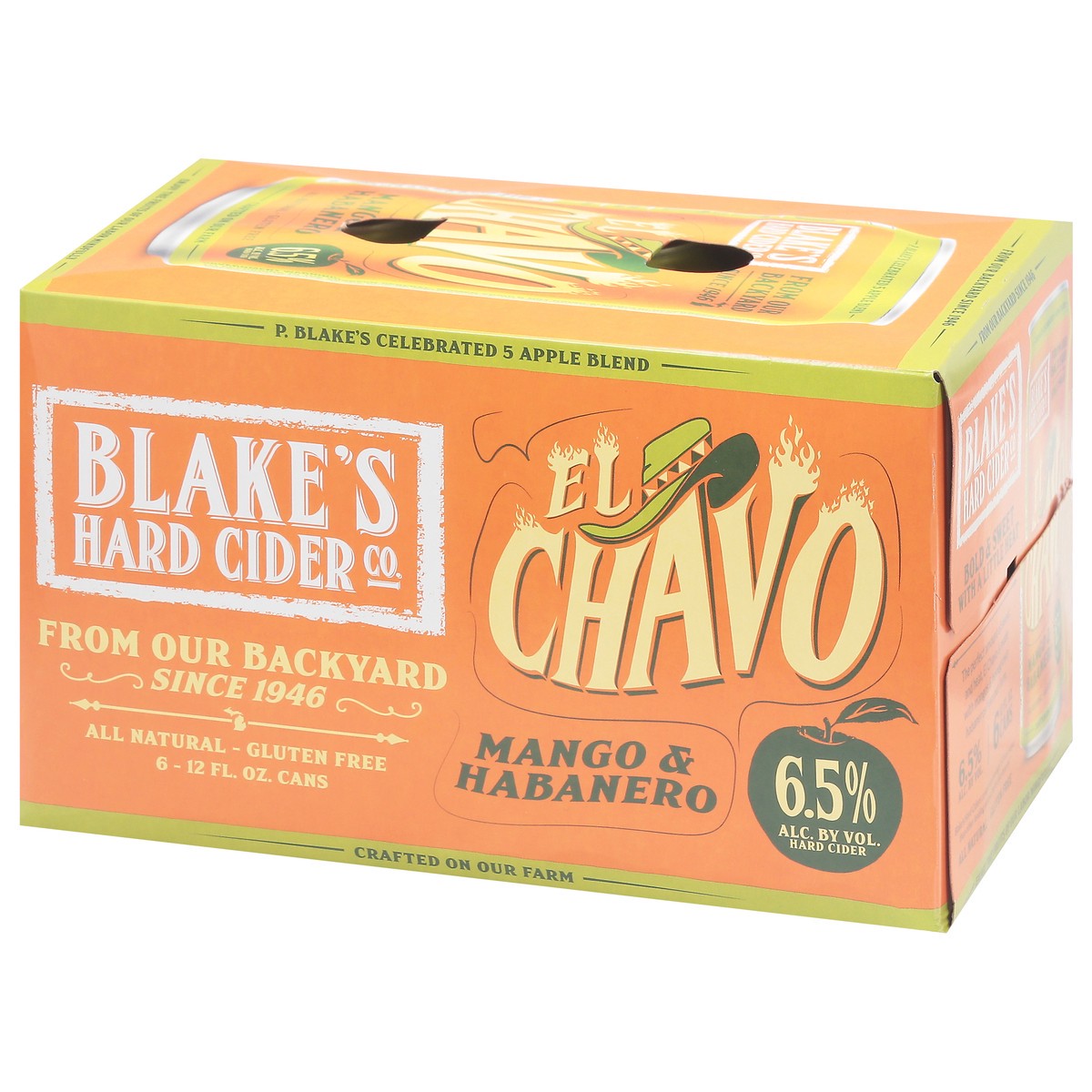 slide 7 of 9, Blake's Hard Cider Co. El Chavo Mango & Habanero Hard Cider 6 - 12 fl oz Cans, 6 ct