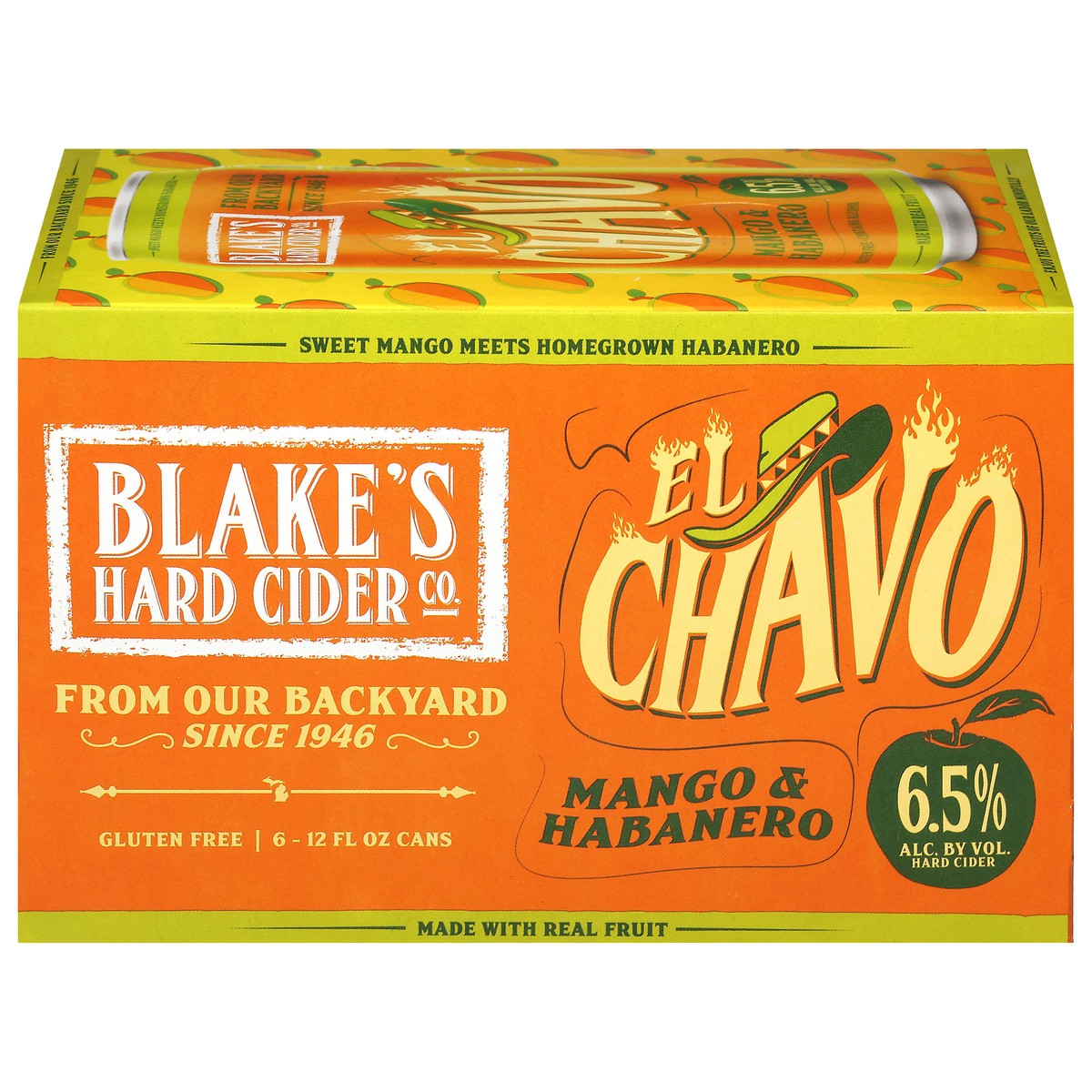 slide 1 of 9, Blake's Hard Cider Co. El Chavo Mango & Habanero Hard Cider 6 - 12 fl oz Cans, 6 ct