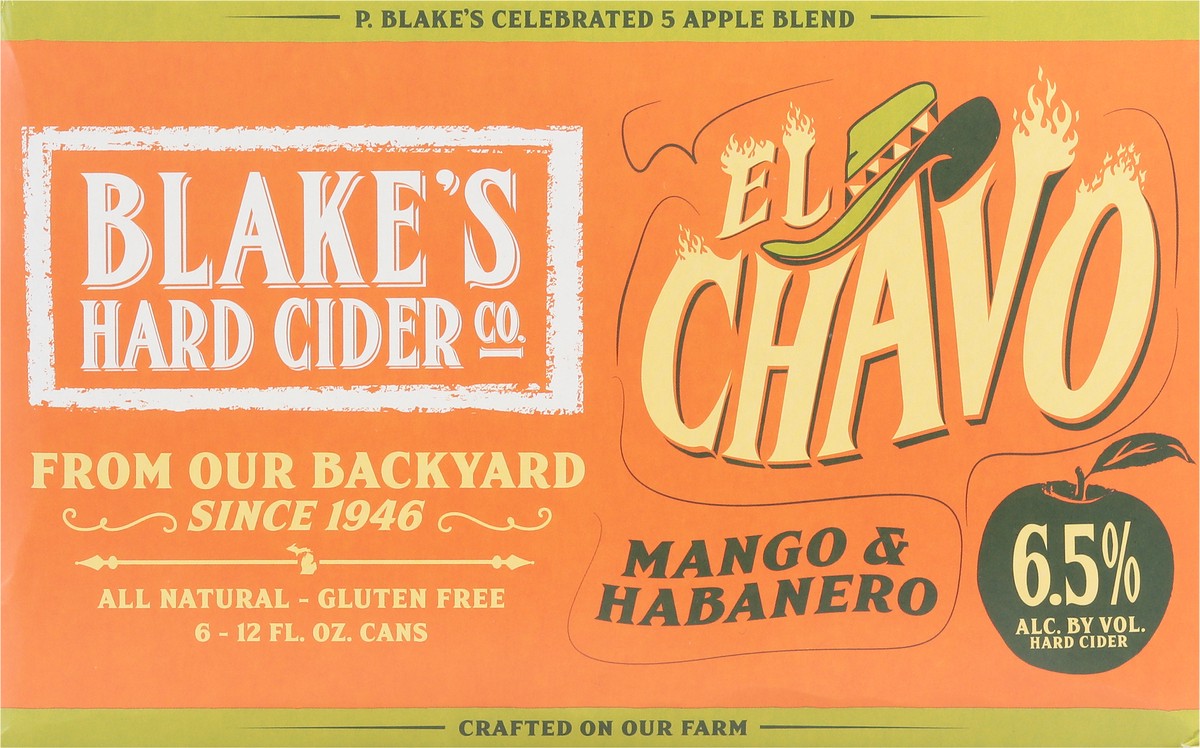 slide 9 of 9, Blake's Hard Cider Co. El Chavo Mango & Habanero Hard Cider 6 - 12 fl oz Cans, 6 ct