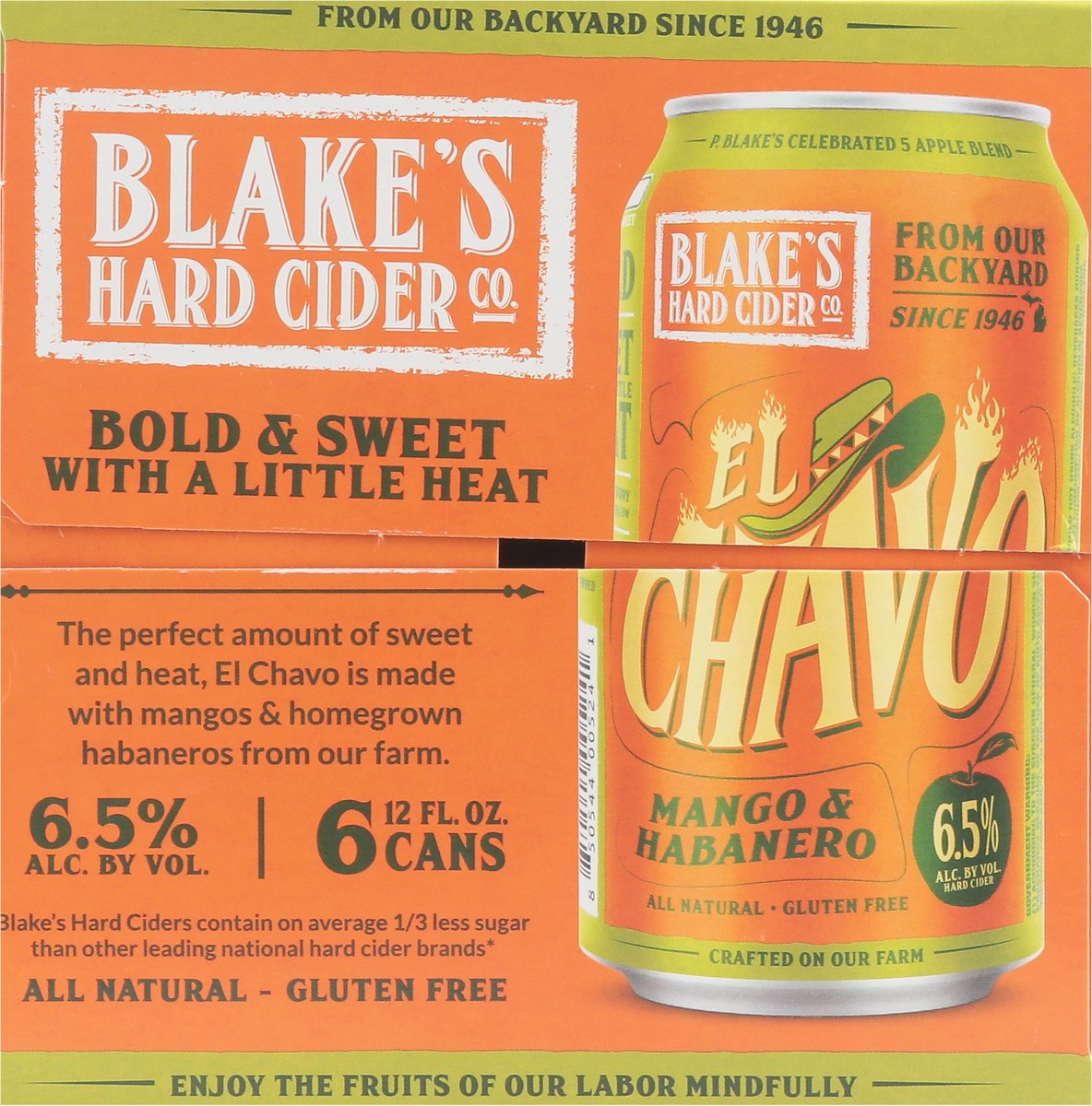 slide 4 of 9, Blake's Hard Cider Co. El Chavo Mango & Habanero Hard Cider 6 - 12 fl oz Cans, 6 ct