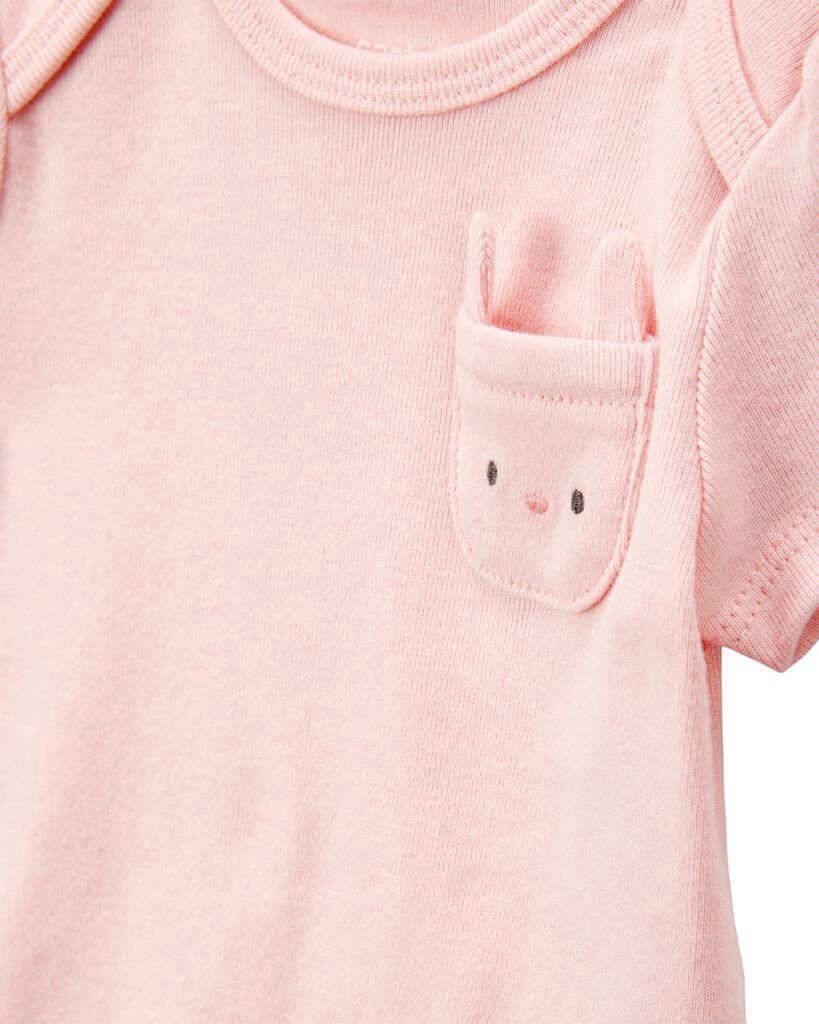 slide 2 of 7, Carter's 5-Pack Floral Bunny Short-Sleeve Cotton Bodysuits - Pink Pink 24M, 1 ct