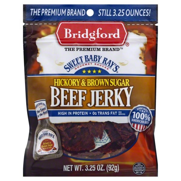 slide 1 of 1, Bridgford Beef Jerky, Hickory & Brown Sugar, 3.25 oz