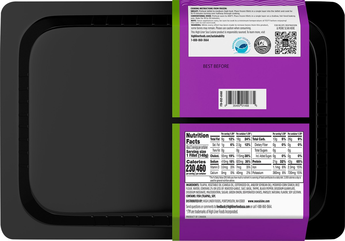 slide 3 of 3, Sea Cuisine Garlic & Herb Tilapia Fillets, 9oz, 9 oz