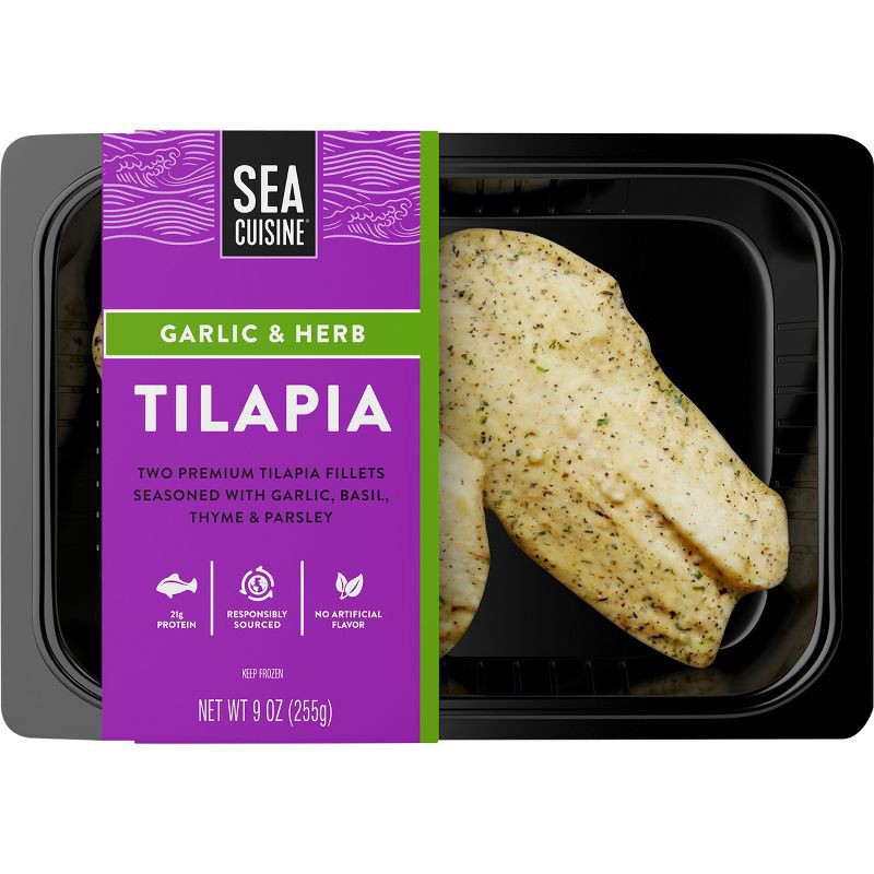 slide 1 of 3, Sea Cuisine Garlic & Herb Tilapia Fillets, 9oz, 9 oz