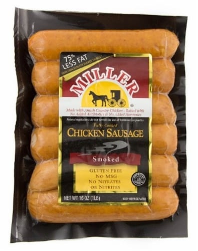 slide 1 of 1, Miller Poultry Chicken Smoked Sausage, 16 oz