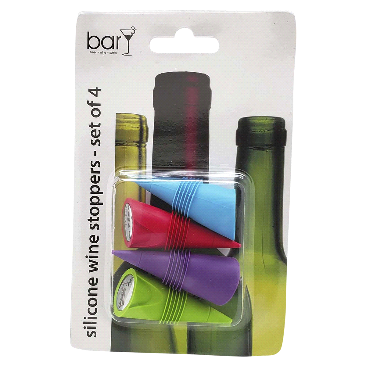slide 1 of 9, BarY3 Silicone Wine Stoppers, 4 ct