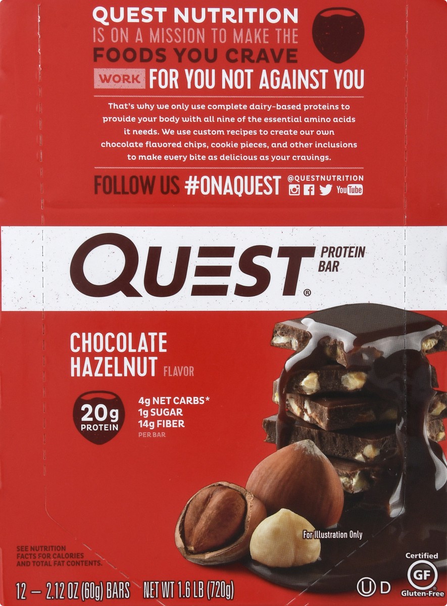 slide 5 of 12, Quest Chocolate Hazelnut Flavor Protein Bar 12 ea, 12 ct
