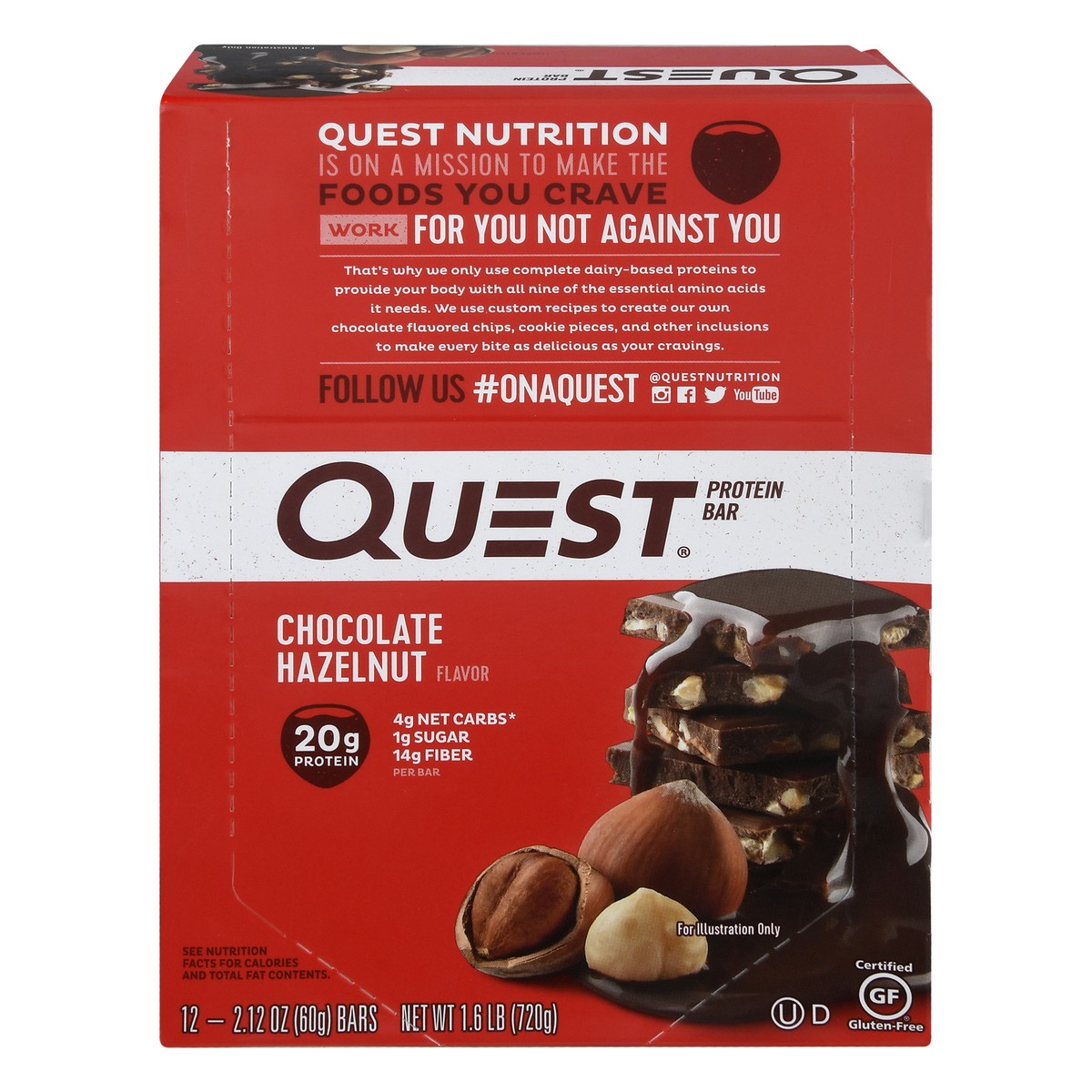 slide 1 of 12, Quest Chocolate Hazelnut Flavor Protein Bar 12 ea, 12 ct