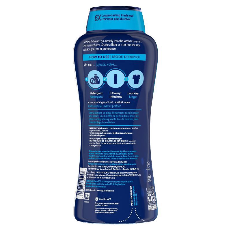 slide 4 of 10, Downy Infusions Balance Crisp Rain & Blue Eucalyptus In-Wash Scent Booster Beads - 30.1oz, 18.2 oz