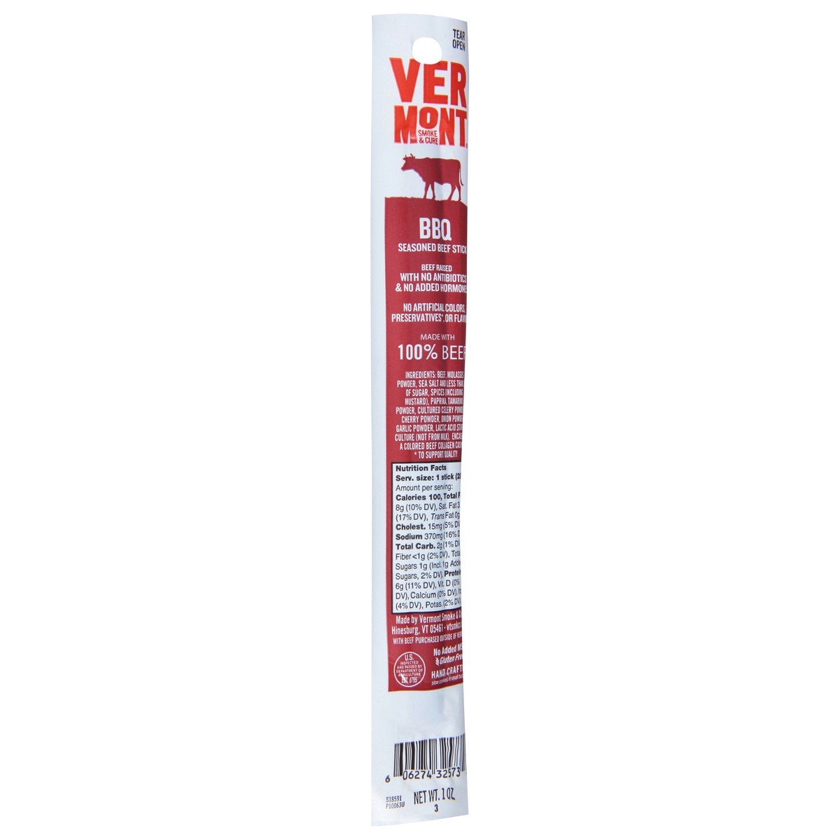 slide 7 of 9, Vermont Smoke & Cure BBQ Seasoned Beef Stick 1 oz, 1 oz