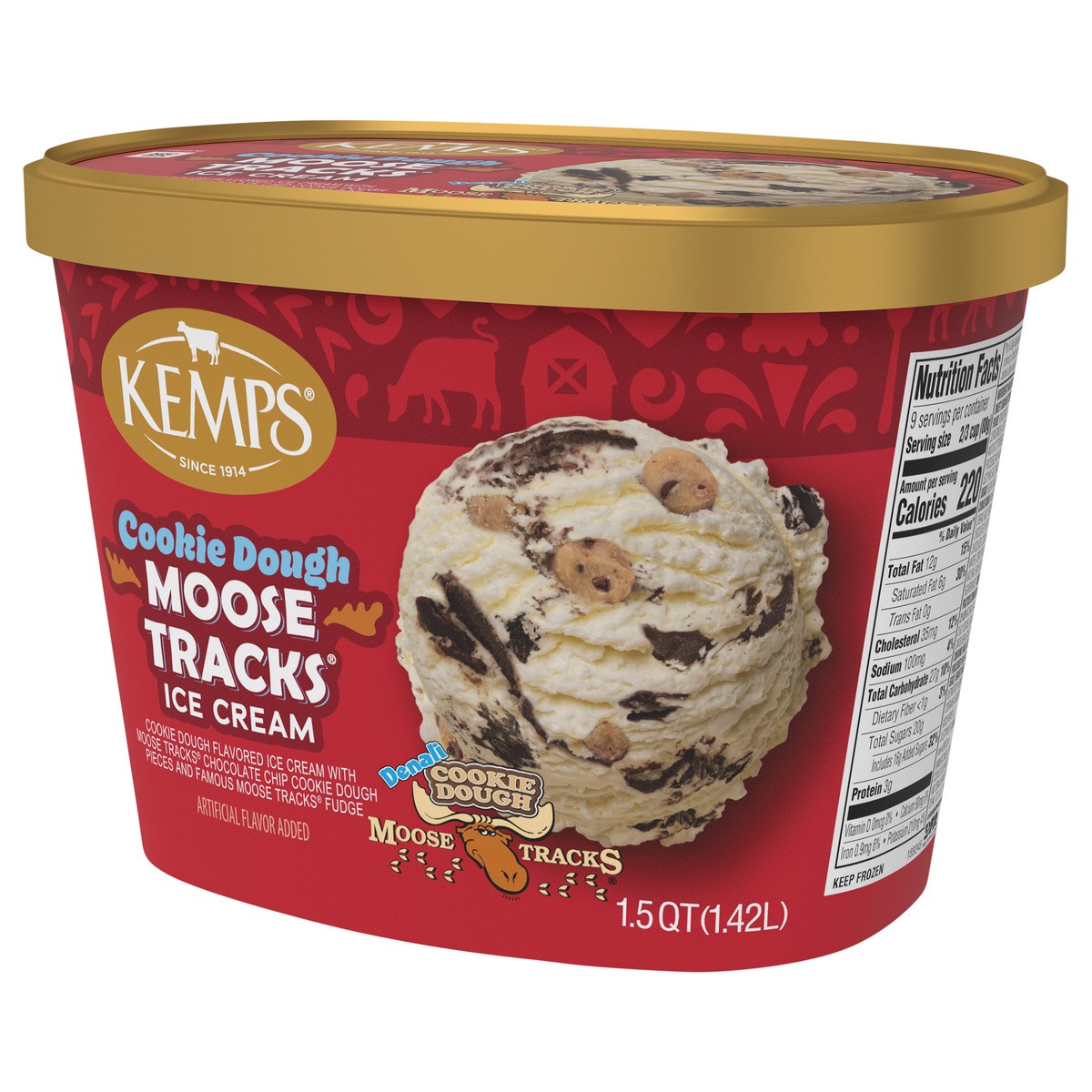 slide 11 of 14, Kemps Cookie Dough Moose Tracks Ice Cream 1.5 Quart,