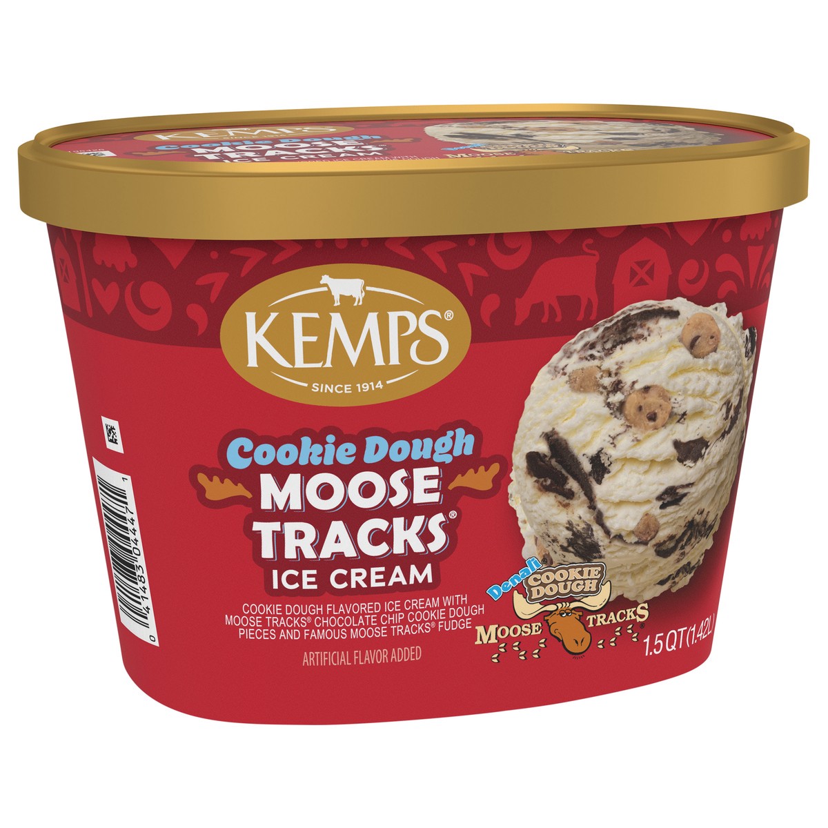 slide 9 of 14, Kemps Cookie Dough Moose Tracks Ice Cream 1.5 Quart,