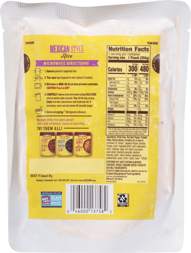 slide 2 of 2, Old El Paso Rice, Mexican Style Rice, Microwavable Pouch, 8.8 oz, 8.80 oz