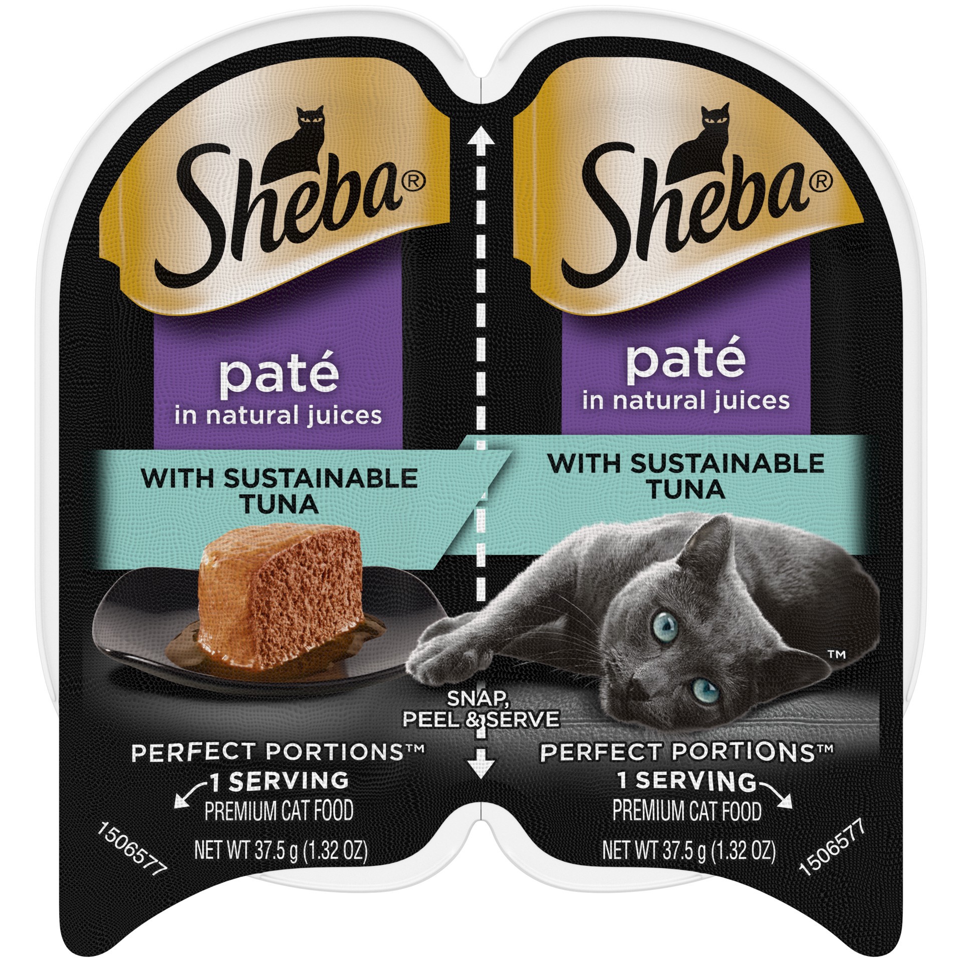 slide 1 of 1, SHEBA Wet Cat Food Pate With Sustainable Tuna (24) PERFECT PORTIONS Twin Pack Trays, 2.6 oz