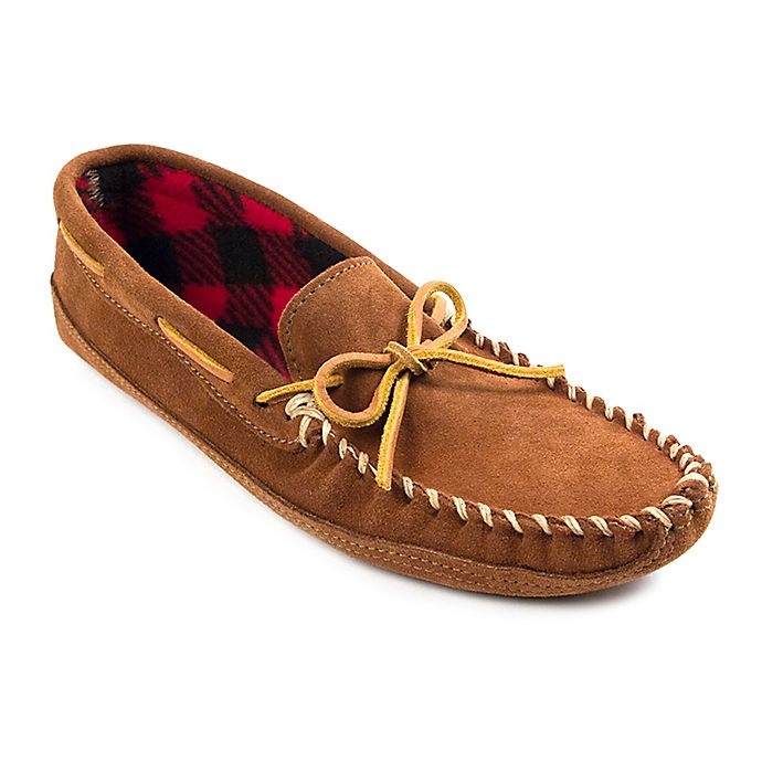 slide 1 of 1, Minnetonka Double Bottom Fleece Size 9 Men's Slipper - Brown, 1 ct