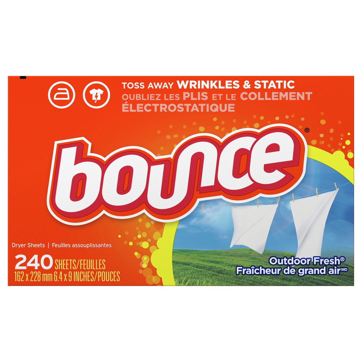 slide 1 of 6, Bounce Outdoor Fresh Fabric Softener Dryer Sheets, 240 ct