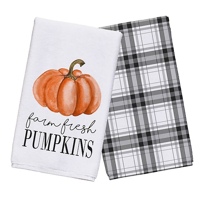 slide 1 of 5, Designs Direct Farm Fresh Pumpkins Tea Towel Set, 1 ct