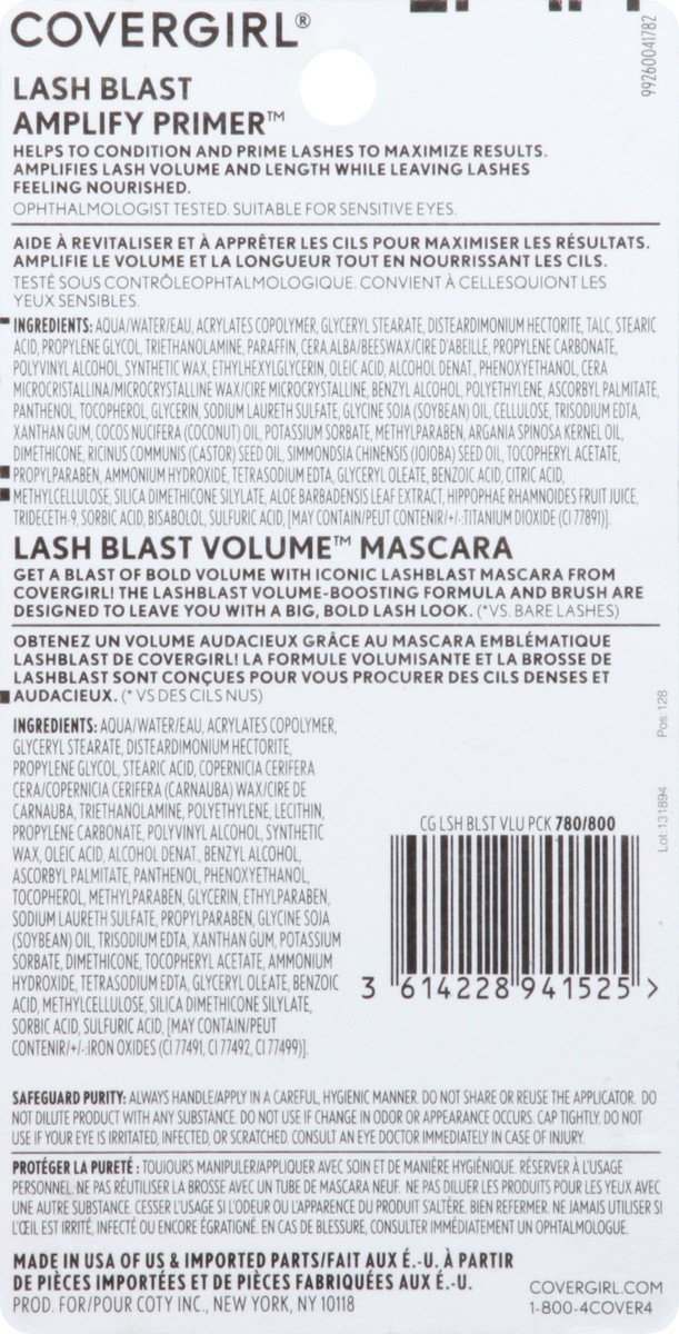 slide 7 of 7, Covergirl Primer & Mascara, Lash Blast, Clump Crusher, Value Pack, 0.44 oz