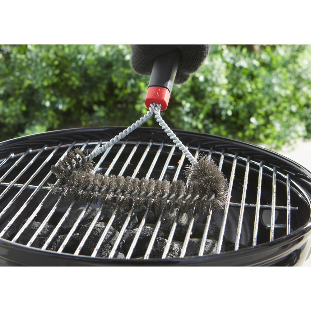 slide 2 of 9, Weber 12" Heat-Resistant 3-Sided Brush Grill Tools, 12 in