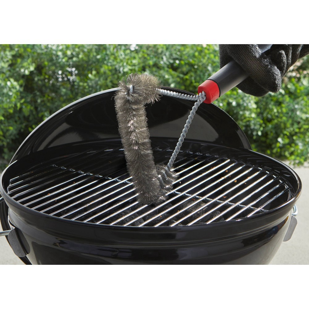 slide 4 of 9, Weber 12" Heat-Resistant 3-Sided Brush Grill Tools, 12 in
