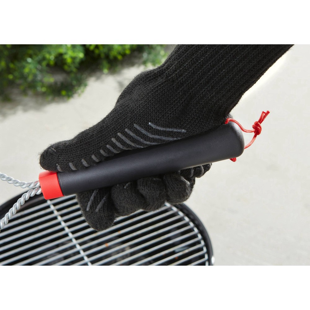 slide 8 of 9, Weber 12" Heat-Resistant 3-Sided Brush Grill Tools, 12 in