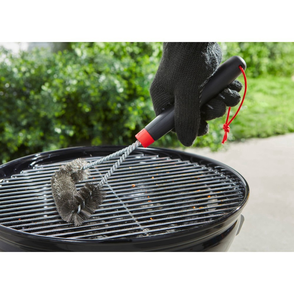 slide 7 of 9, Weber 12" Heat-Resistant 3-Sided Brush Grill Tools, 12 in