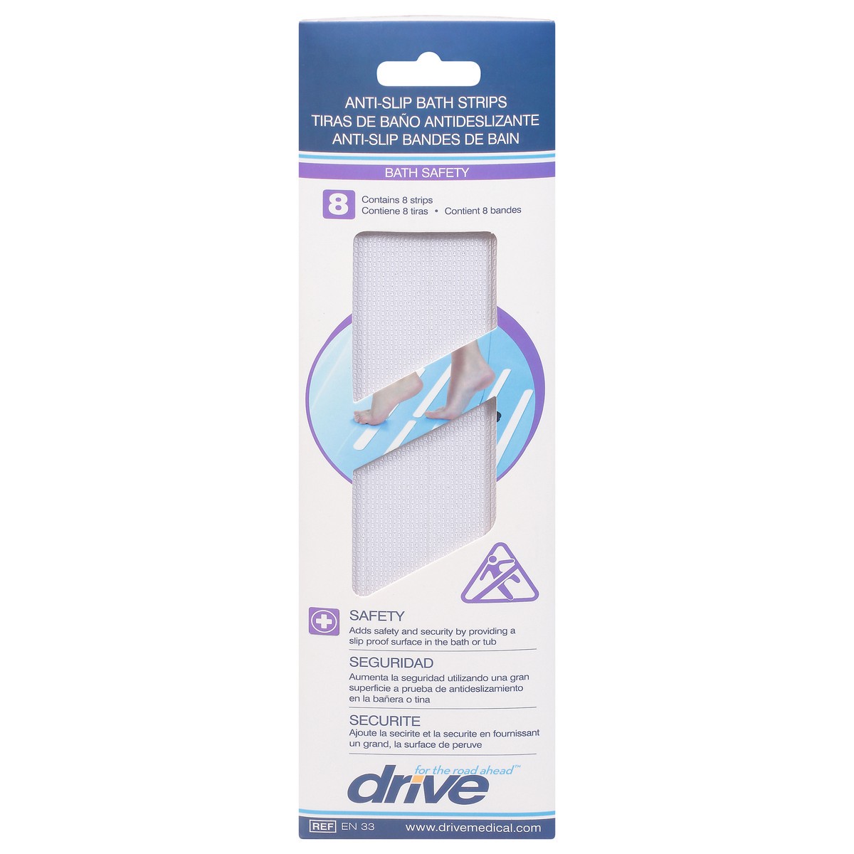 slide 1 of 9, Drive Bath Safety Anti-Slip Bath Strips 8 ea, 8 ct