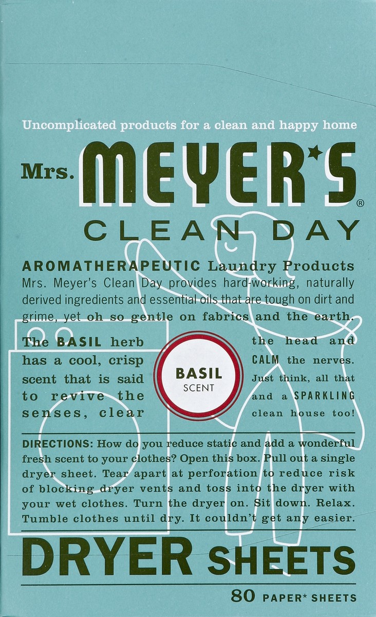 slide 3 of 4, Mrs. Meyer's Clean Day Dryer Sheets, Basil Scent, 80 Count, 80 ct