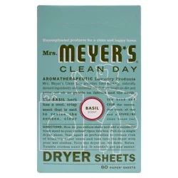 Mrs. Meyer's Clean Day Dryer Sheets, Basil Scent, 80 Count