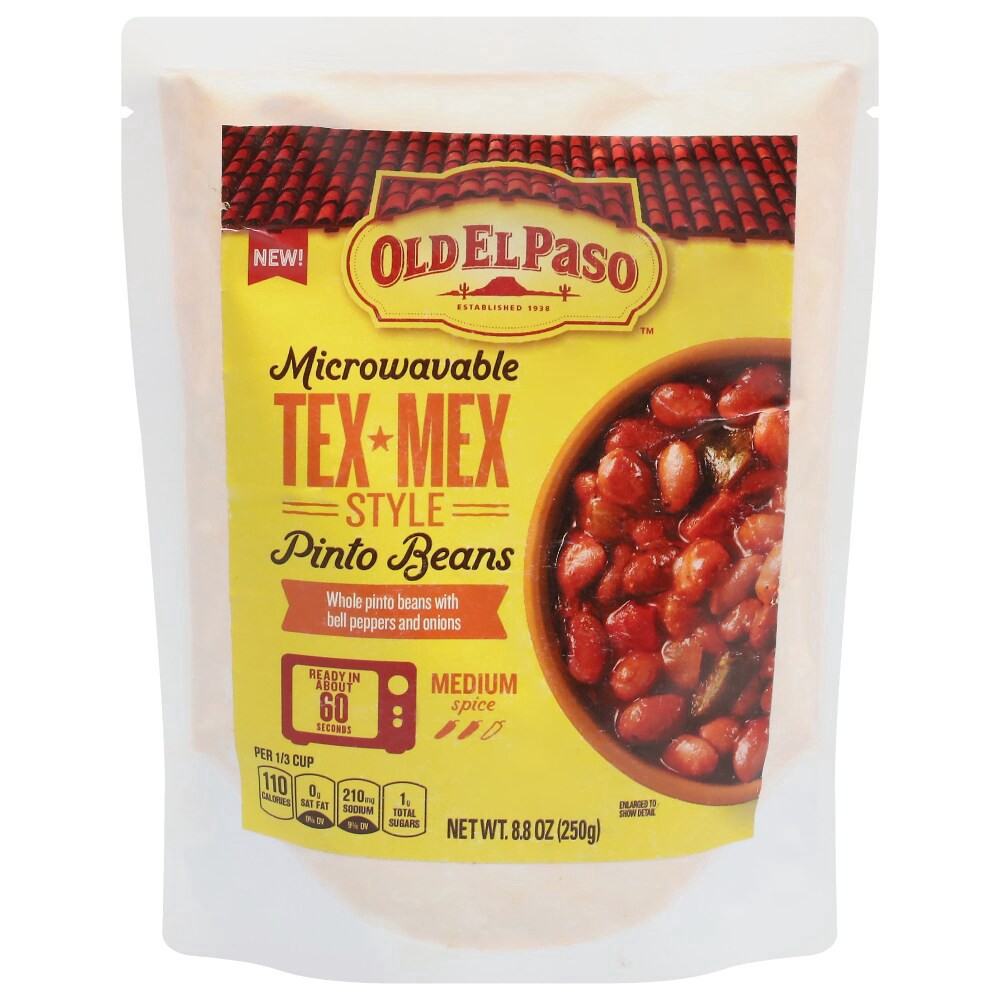 slide 4 of 4, Old El Paso Pinto Beans, Tex-Mex Style, Microwavable Pouch, 8.8 oz, 8.80 oz