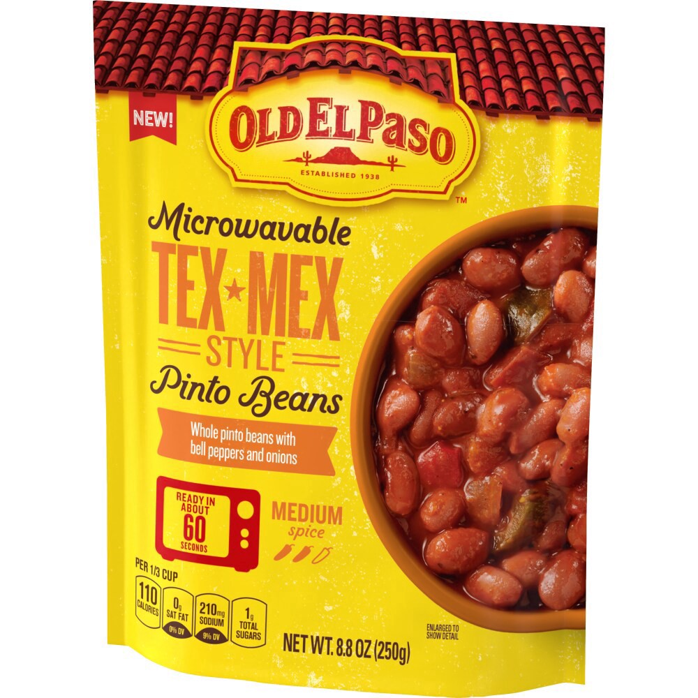 slide 3 of 4, Old El Paso Pinto Beans, Tex-Mex Style, Microwavable Pouch, 8.8 oz, 8.80 oz
