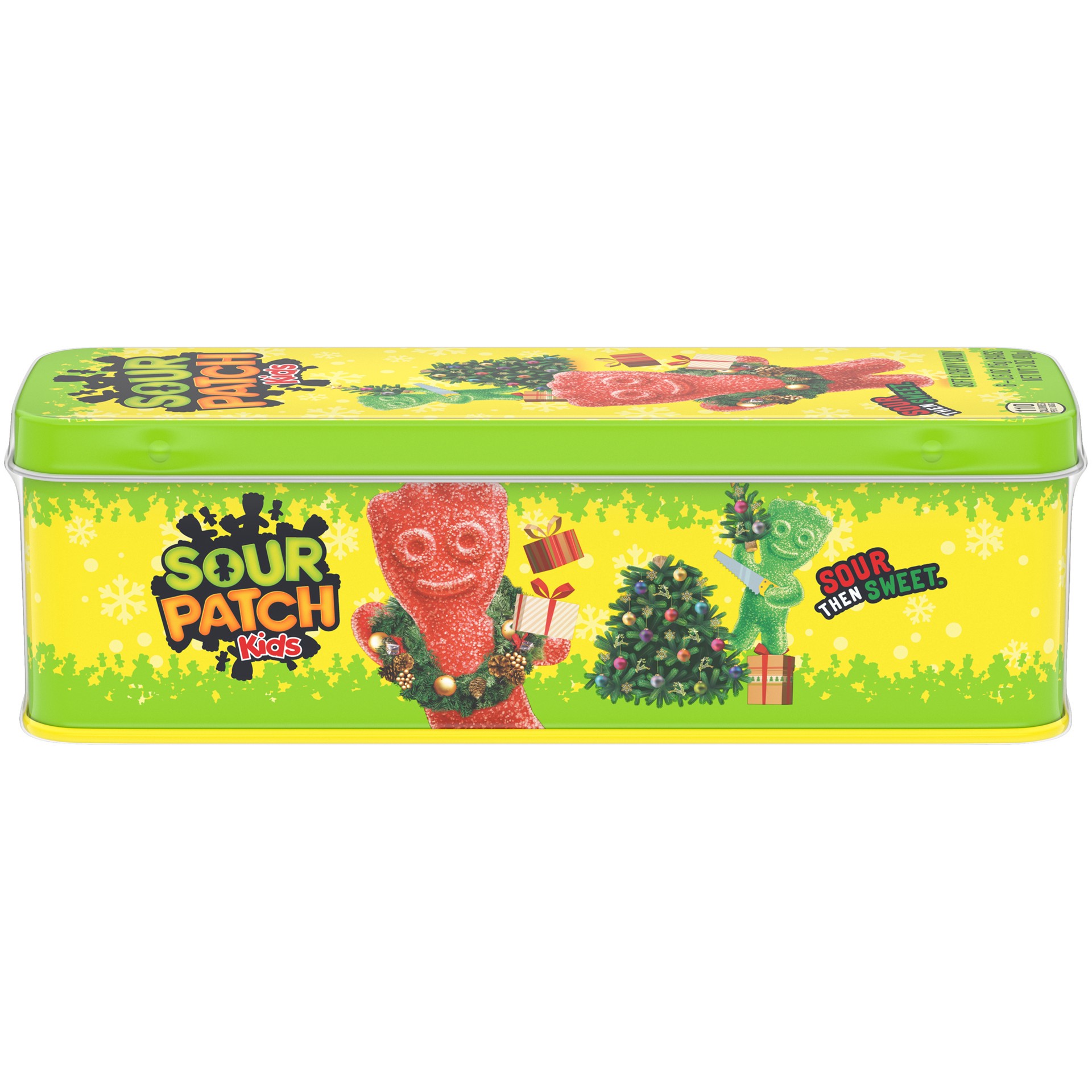 slide 1 of 7, SOUR PATCH KIDS Soft & Chewy Candy Filled Holiday Tins, 0.20 lb