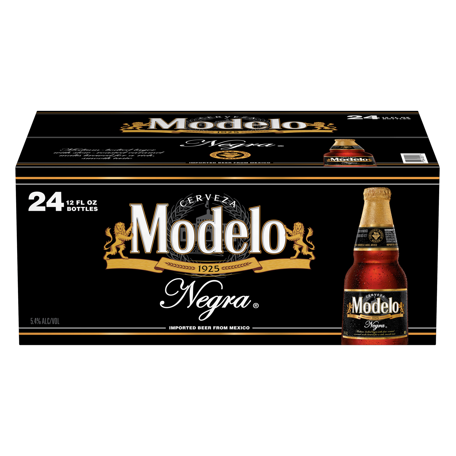 slide 1 of 4, Modelo Negra Amber Lager Mexican Beer, 24 pk 12 fl oz Bottles, 5.4% ABV, 288 fl oz