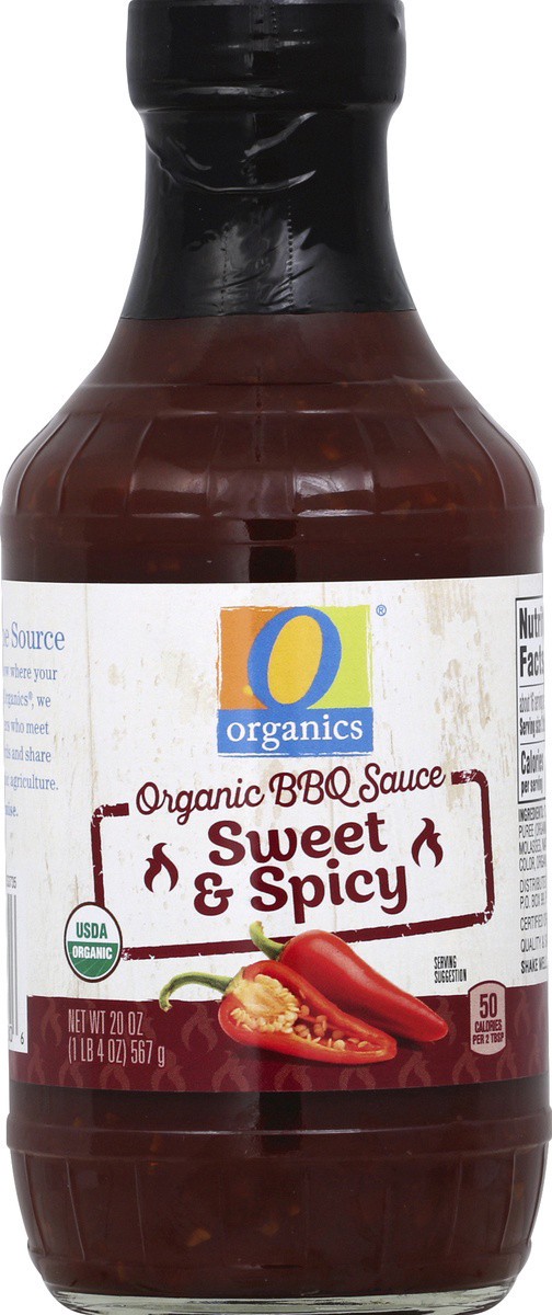 slide 2 of 2, O Organics Organic BBQ Sauce Sweet & Spicy, 20 oz