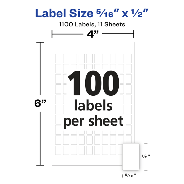 slide 4 of 5, Avery Removable Inkjet/Laser Multipurpose Labels, 5412, White, 1100 ct