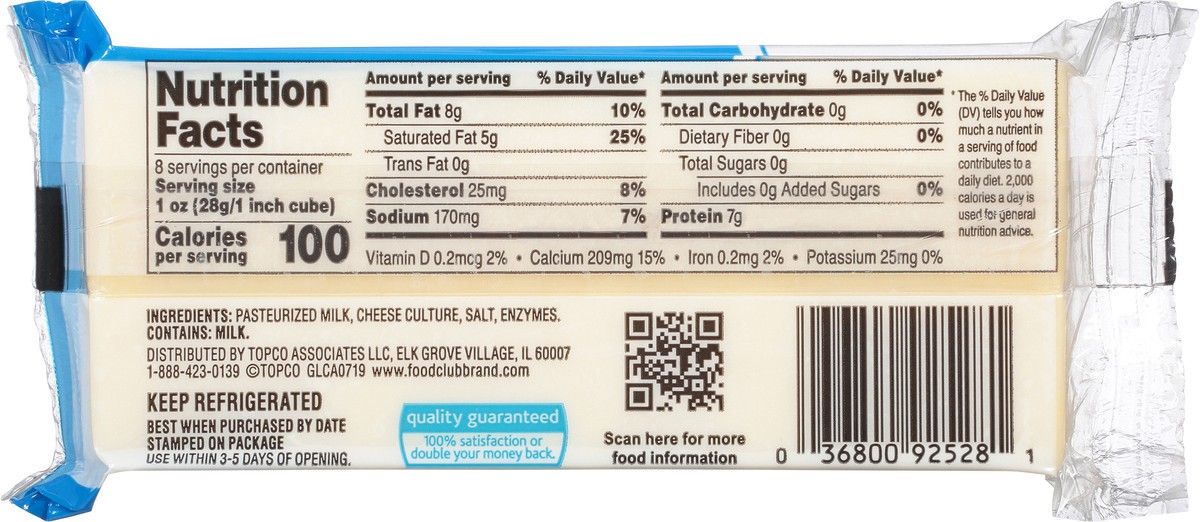 slide 7 of 11, Food Club Bar Cheese - Monterey Jack, 8 oz