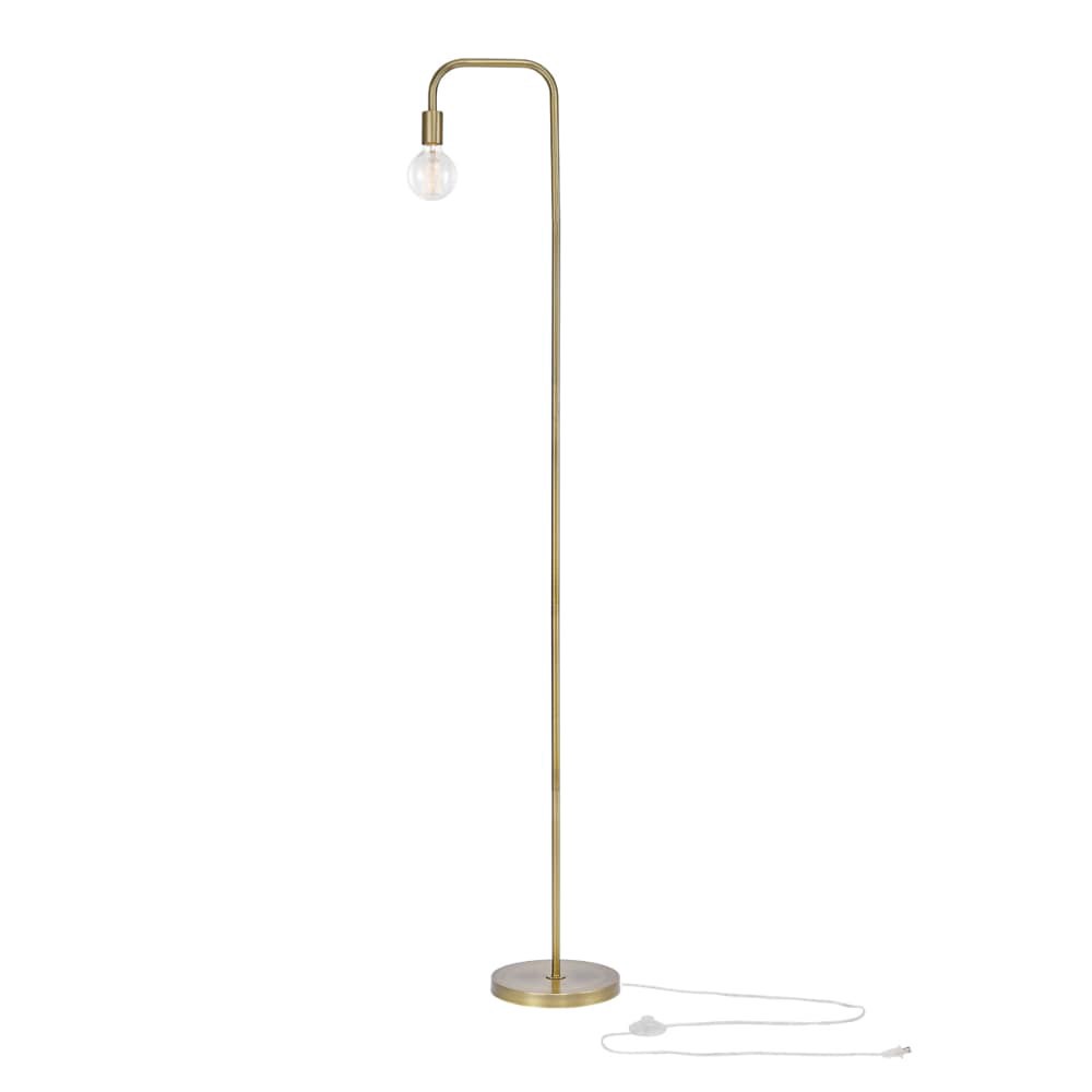 slide 1 of 1, Globe Electric Holden 70" Floor Lamp With In-Line On/Off Foot Switch - Matte Brass, 70 in